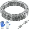 thumbnail image 4 of KFFKFF Razor Cables, 147 ft Razor Spiked Wire, 3 Bundles Razor Wire Barrier Razor Enclosure, Dual Helix Razor Ribbon Spiked Wire Zinc-Coated Razor Wire Enclosure, Bundles Razor for Yard, 4 of 9