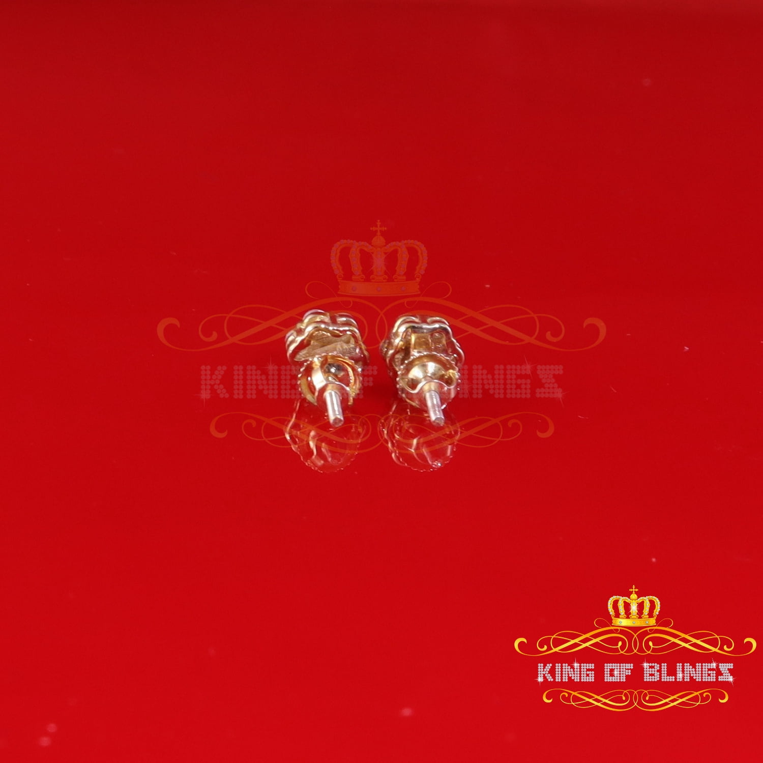 King of Bling's Men's/Womens 925 Silver Yellow 0.50ct VVS 'D' Moissanite Floral Stud Earrings