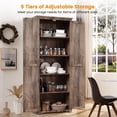 thumbnail image 4 of 70" Tall Kitchen Pantry, Farmhouse Storage Cabinet with 2 Barn Doors and 5 Adjustable Shelves, Rustic Wood Cupboard for Kitchen, Dining Room, Bathroom, Brown, 4 of 18