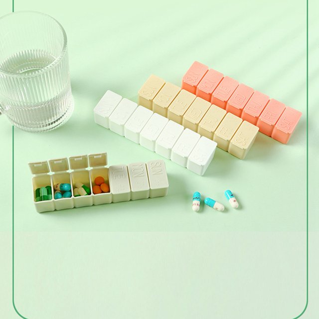 Contenedor de medicamentos semanal Jadeshay Organizador de medicamentos 7 Compartimentos portátil