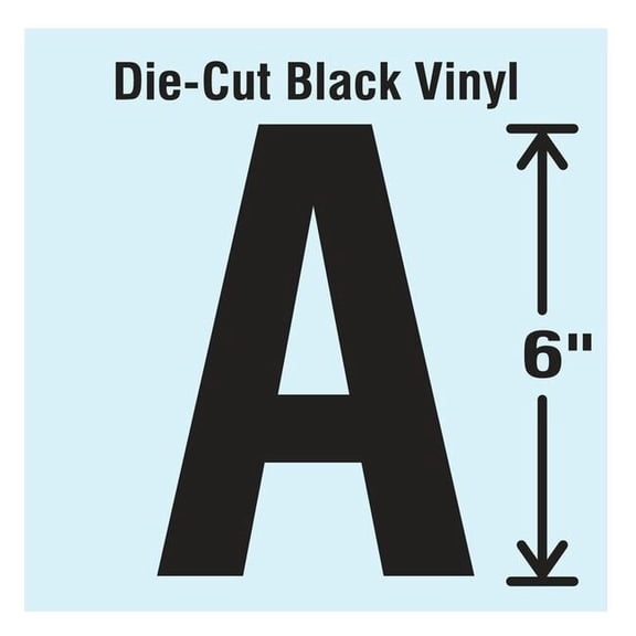 Stranco Letter Label, Vinyl, 6 in H, 3-1/2 in W DBV-SINGLE-6-A
