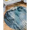 thumbnail image 1 of Unique Loom Tapis Rond Abstrait Moderne de la Collection Estrella, 8 Pieds, Bleu Clair/beige, 1 of 5