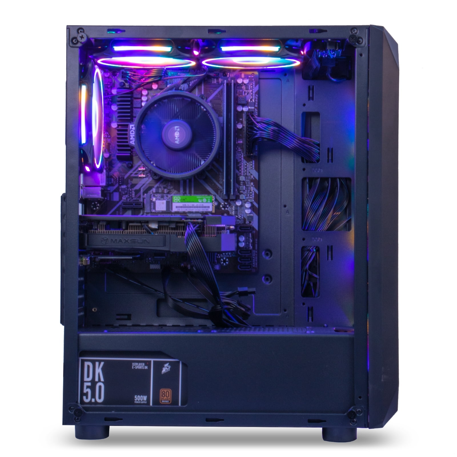 MXZ Gaming PC Desktop Computer AMD Ryzen 5 5500 , RTX4060,B450M,16GB DDR4 3200,NVME 1T SSD, 6RGB Fans,Wifi,Win 11 Ready,Gamer Desktop Computer,New