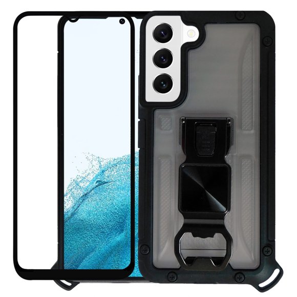 Funda Wol Mot para SAMSUNG S22 Mas Mica 9D Uso Rudo con Destapador Negro
