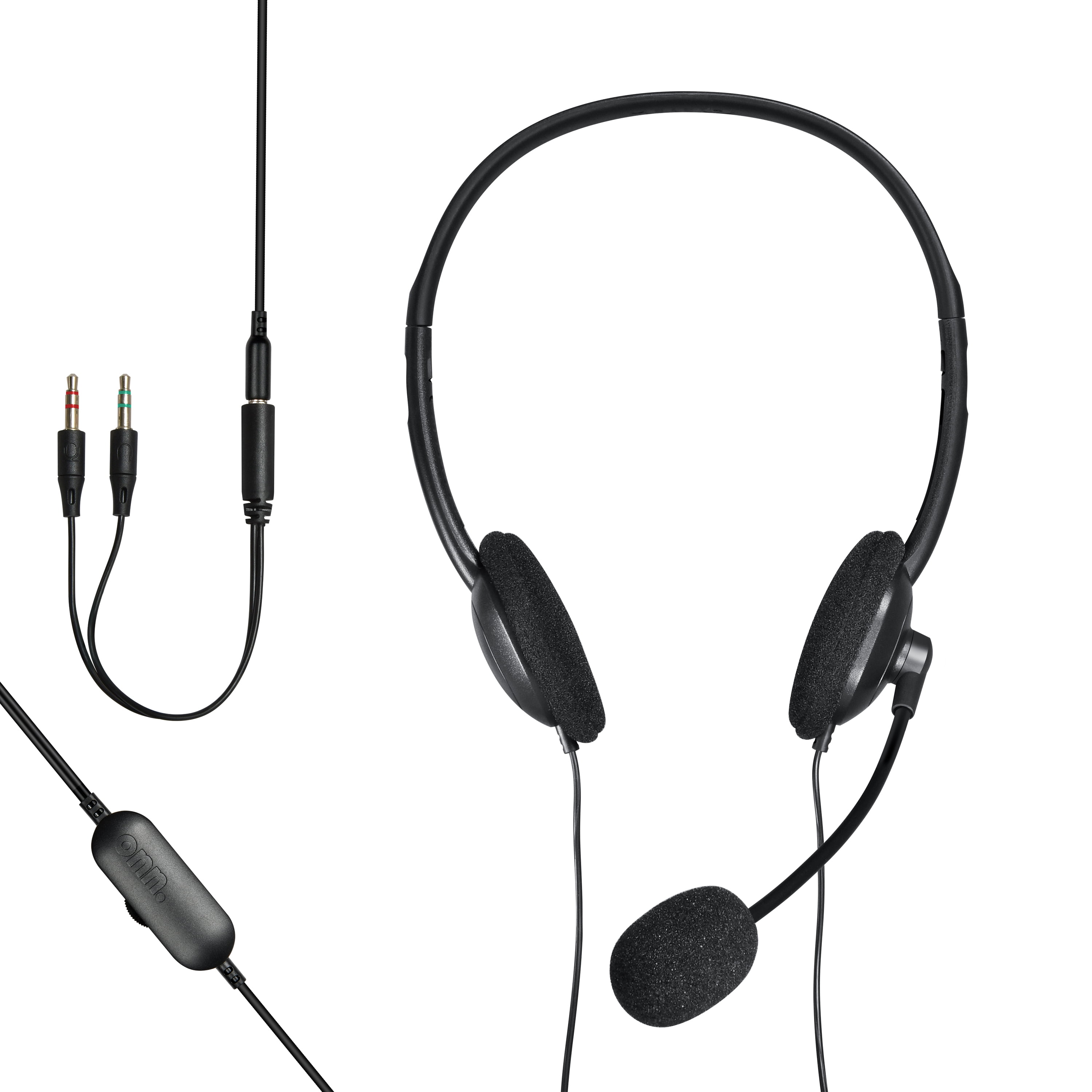 ONN ON EAR 3.5 mm Headphones Black Lightweight with Adjustable Headband New 