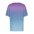 thumbnail image 3 of Annhoo Women'S Summer Clothes Oversized V-Neck Gradient Tops Loose Short Sleeve Blouse Going Out Trendy T-Shirts, 3 of 7