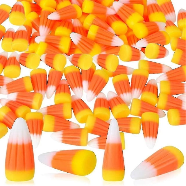 50pcs Halloween Resin Candy Corn Artificial 3d Candy Corn Bead Fall Faux Corn Scrapbooking Embellishments