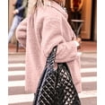 thumbnail image 6 of Women'S Winter Faux Fur Coats Long Sleeve Lapel Button Down Pockets Fleece Jacket Casual Trendy Outerwear Pink M, 6 of 9