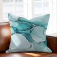 thumbnail image 2 of Turquoise Marble Throw Pillow Cover Abstract Modern Cotton Linen Cushion Cover Throw Pillow Case with Invisible Zipper for Couch Sofa Bed Chair Car 18x18 Inch, 2 of 14