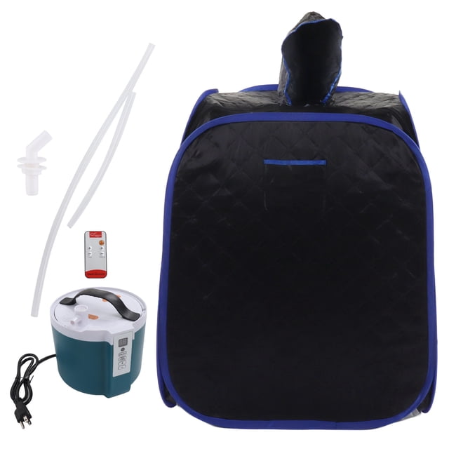 Tienda de sauna de vapor portátil Sauna de vapor personal de tamaño completo Spa personal para el hogar con control remoto Negro con borde azul
