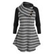 thumbnail image 1 of Más el tamaño de rayas camiseta manga suéter de cuello de cobertura de la túnica Rosegal Vestidos casuales de talla grande, 1 of 5