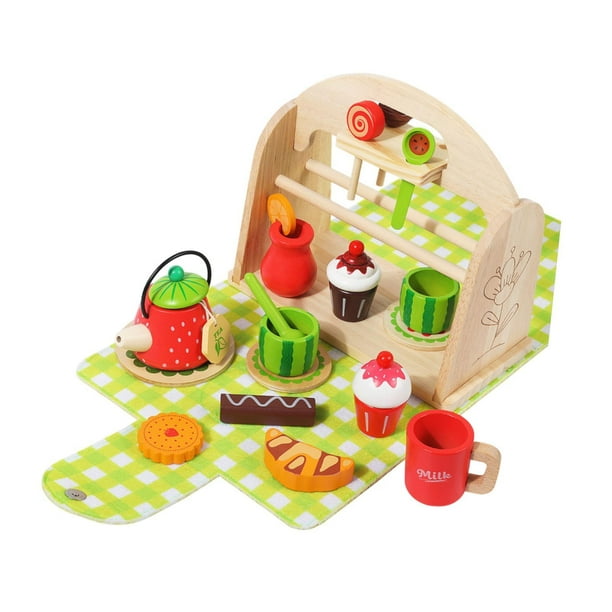Juego de té de simulación Juego de té para fiestas de té para niñas de 3, 4, 5 y 6 años Juguetes de cocina con estuche de transporte Juego de té de