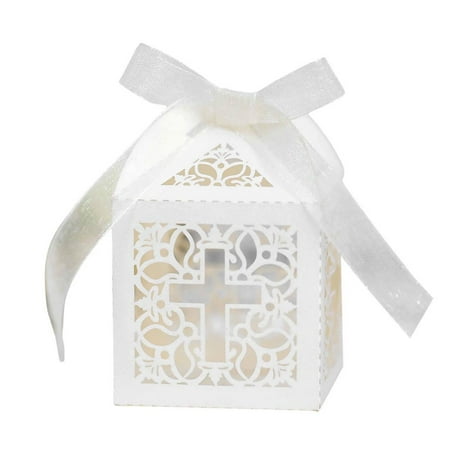 

Fovolat Ribbon Candy Box|Packaging Boxes|50 Pcs Cut Cross Candy Bag Wedding Favor Gift Baptism Birthday Wedding Communion Christening Party Decor