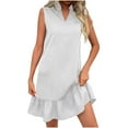thumbnail image 2 of JMKQLZ Robe Sans Manches Style Vacances Printemps et Été pour Femmes Col en V à Volants, 2 of 9