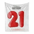 thumbnail image 1 of 21st Birthday Soft Flannel Fleece Throw Blanket, Hand Written Style Happy Birthday Words Teen Party Theme, Cozy Plush for Indoor and Outdoor Use, 50" x 60", Charcoal Grey White, by Ambesonne, 1 of 6