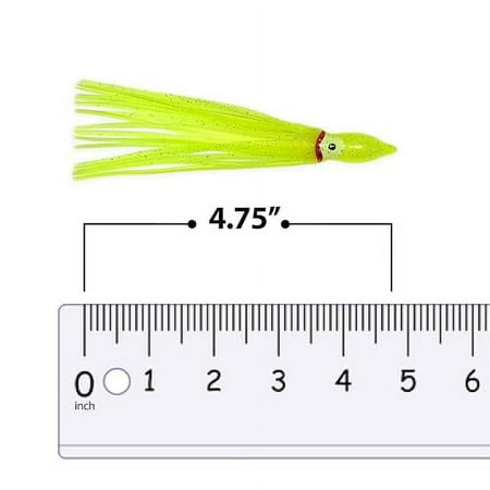 Hoochie Skirts Yellow 4.75 - Squid Skirts Trolling Lures for Saltwater & Freshwater Fishing - Soft Plastic Octopus Fishing Lures - 40 Pieces