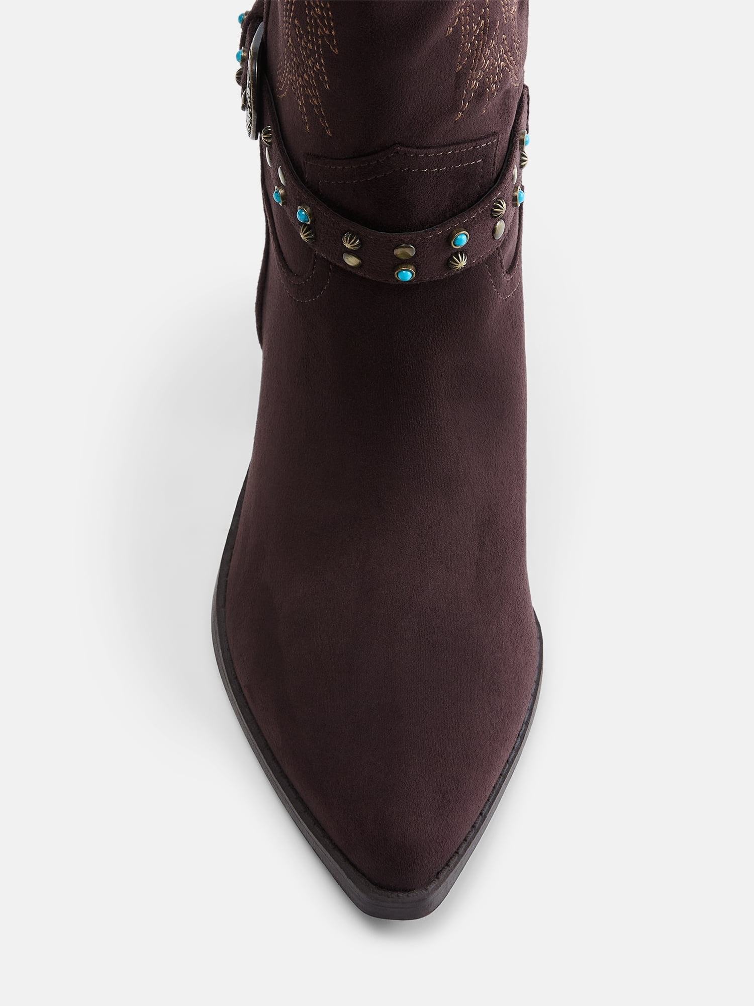 Madden NYC Women's Faux Suede Western Buckle Boots