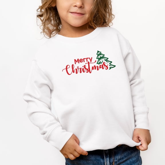 Merry Christmas Glitter Tree - Toddler Graphic Sweatshirt