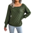 thumbnail image 1 of Tricot pour Femmes Automne Hiver Décontracté Col Carré Manches Longues Léger, 1 of 8