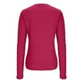 thumbnail image 5 of ZHYou Women Slim Fit Leaf Pattern Knit Tops,Long Sleeve,Round Neck Stretchy Soft Fashion Sweaters,Hot Pink,Size L, 5 of 8
