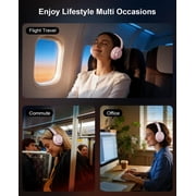 Hybrid Active Noise Cancelling Headphones, Over-Ear Bluetooth Headphone with Hi-Res Audio, 60H Playtime, Deep Bass, Transparency Mode, Foldable Comfort Ear Cups, Ideal gift for Travel Office - Pink