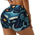 thumbnail image 2 of Fotbe Playful Whales Underwater Scene Seamless Shorts, Womens Workout Shorts High Waist Stretch Booty Short for Gym/Yoga/Running/Biking-X-Large, 2 of 9