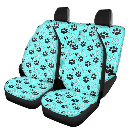 Diaonm Cyan Dog Paw Car Seat Pads Front and Rear Covers Durable Deccoration Accessories Protect from Dirty Scratch, 4 Pack Valentines Day Car Accessories