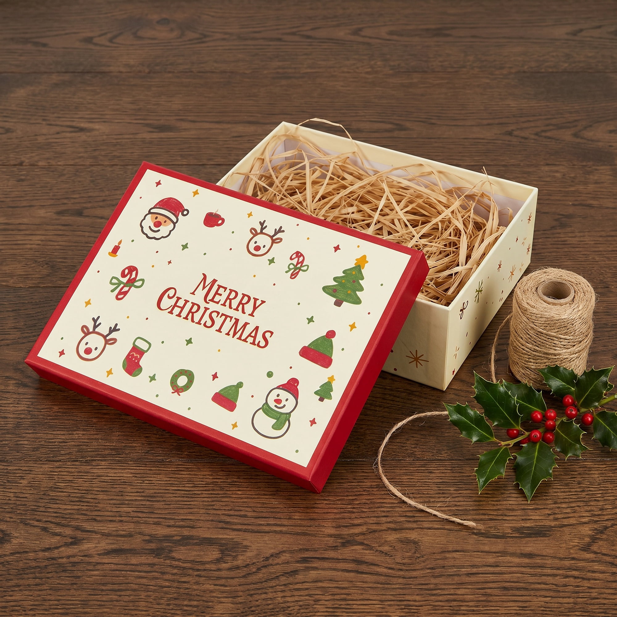 Unique Bargains Gift Box with Lids for Holiday Present Red 7.9" x 7.1" x 3.1"