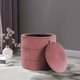 thumbnail image 3 of Otomana Storage HomePop redonda de terciopelo rosa rubor, 3 of 7