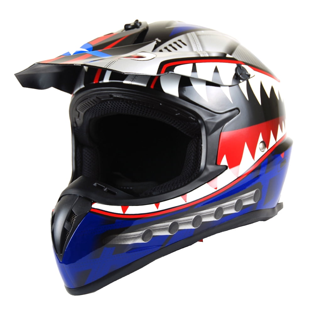 1Storm Adult Motocross BMX MX ATV Dirt Bike Helmet Racing Style SC09SCLS; Shark Blue