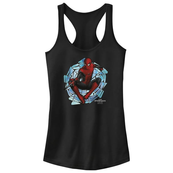 Junior's Marvel Spider-Man: No Way Home Spinning Webs  Racerback Tank Top Black Small