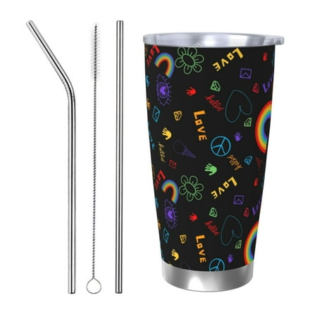 

Matuu Cartoon Pride Lgbt for 20oz Durable Thermal Cups Keep Drinks Cold and Hot Insulated Car Mug with Lid-Straw Three-piece Set