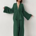 thumbnail image 4 of Heiheiup Dresses For Women 2024 Ladies' Spring And Autumn Solid Color Fashion Long Sleeve Slacks Crepe Ladies' Solid Color Nightgown Home Clothes, 4 of 4