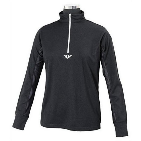 TuffRider Women's Ventilated Technical Long Sleeve Sport Shirt with Mesh, Black, 3X