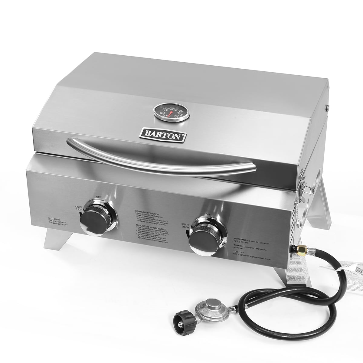 2-Burner Portable Tabletop Propane Gas Grill in Stainless Steel – Skonyon