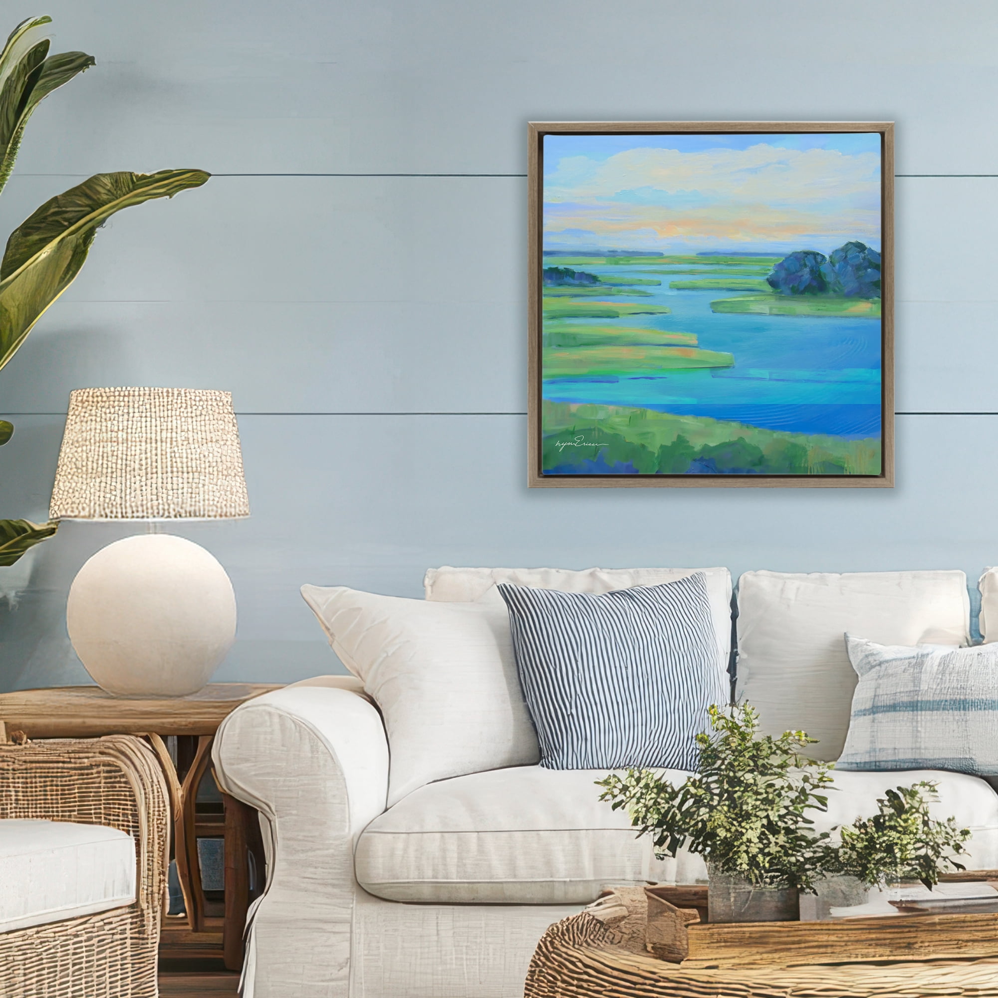 Stupell Industries Scenic Scarborough Marshes Brown Framed Floater Canvas Wall Art, design by Lynn Ericson Fine Art