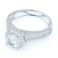 thumbnail image 3 of Sterling Silver Split Shank 1.0CT Simulated Round Brilliant Cut Diamond Halo Engagement Ring Bridal Ring For Women (10.5), 3 of 6