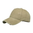 thumbnail image 2 of Toptie Women 3-Stripe Ponytail Baseball Cap Distressed Washed Messy High Bun Ponytail Hat-Khaki, 2 of 7