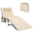 thumbnail image 2 of Patiojoy 4-Level Oversize Folding Chaise Lounge Adjustable Outdoor Beach with Removable Cushion Beige, 2 of 8