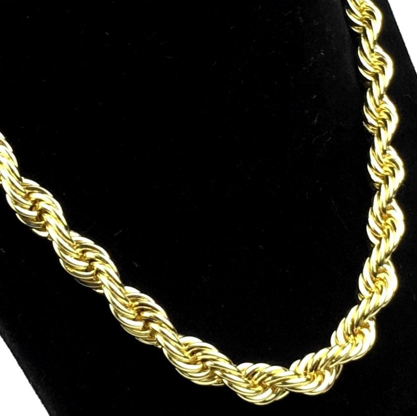 Mens Rope Chain Hip Hop Necklace Twisted Gold Finish 24' Inch x 10MM Wide