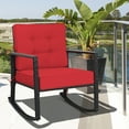 thumbnail image 1 of Costway Patio Rattan Rocker Chair Outdoor Glider Wicker Rocking Chair Cushion Lawn Red, 1 of 8