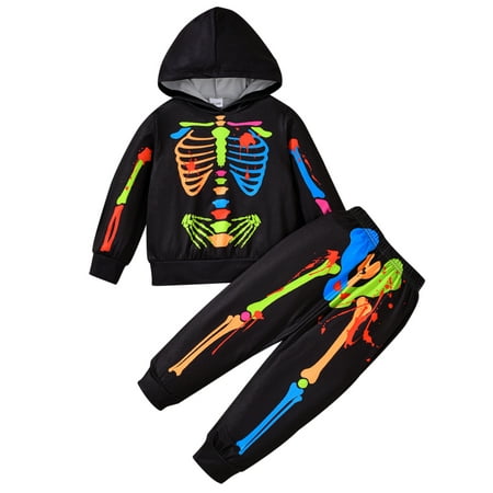 

Mioliknya Baby 2Pcs Fall Outfits Glow In The Dark Long Sleeve Hoodie and Pants