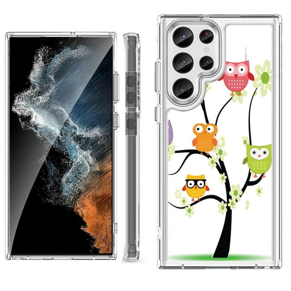 Shockproof Bumper Phone Case for Samsung Galaxy S23 Ultra 5G, by OneToughShield ® - Tree Owl