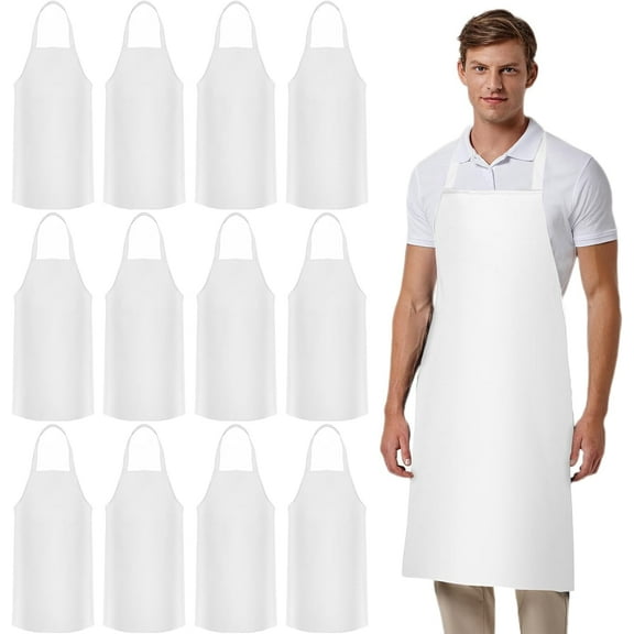 12 Pack Bib Apron,Unisex Bib Aprons,Plain Bib Aprons Bulk for Women Men Adult,Chef Bib Apron for Kitchen,32 x 28 inch