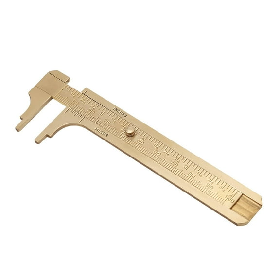 Brass Vernier Caliper Measuring Tool Double Scale mm/inch Sliding Gauge Mini Metal Pocket Ruler for Bead Wire Jewels Rings Measurement[100mm]