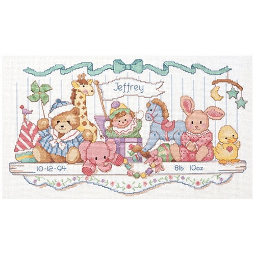 Dimensions "Toy Shelf" Birth Record Counted Cross Stitch Kit, 16" x 9