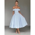 thumbnail image 4 of Women'S Off the Shoulder Cocktail Maxi Dress Sleeveless Casual A Line Elegant Flowy Formal Dresses Light Blue L, 4 of 9