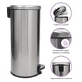 thumbnail image 3 of Bote De Basura Redondo De Acero Inoxidable Home Styles 30l Plateado, 3 of 7
