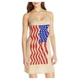 thumbnail image 1 of Leutsin Robe d'Été Décontractée Grande Taille pour Femmes, Robe Slim Ligne A Col en V Imprimé Jour de l'Indépendance Sans Manches, 1 of 4