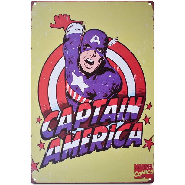 Metal Tin Sign Captain America Marvel Comic Metal Antique Tin Sign 12 X 16 Captain America Vintage Tin Signs For Home Bar Coffee Walmart Com Walmart Com